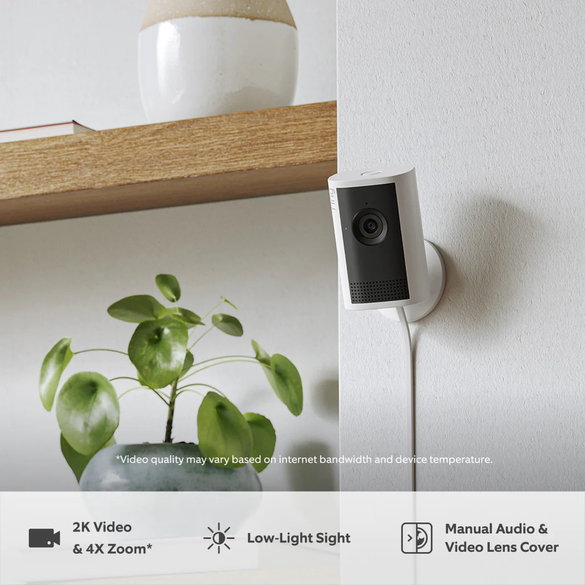 Ring Indoor Camera Plus 2K Security Camera - 50mm x 97mm - White - Night Vision - Image 4