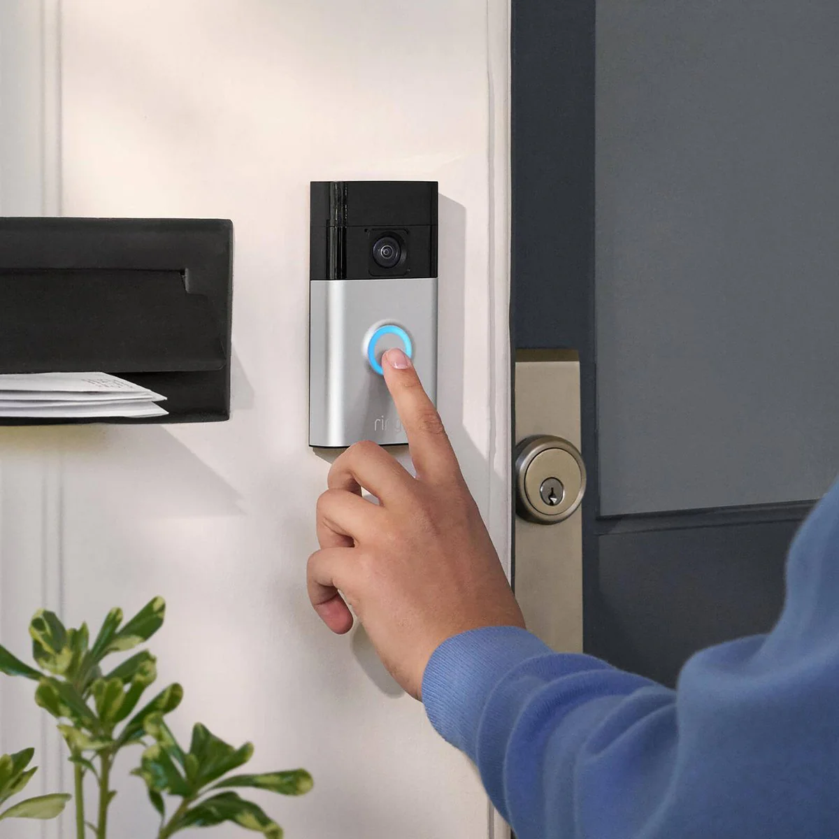 Ring Satin Nickel Battery Video Doorbell - 1440p HD - Wireless - Night Vision - Image 4