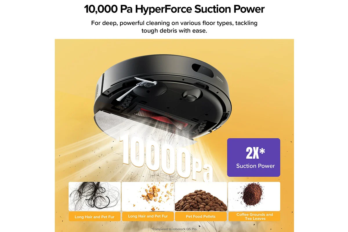 Roborock Q7T+ Smart Vacuum Cleaner with 10,000Pa Suction - Black - Image 3