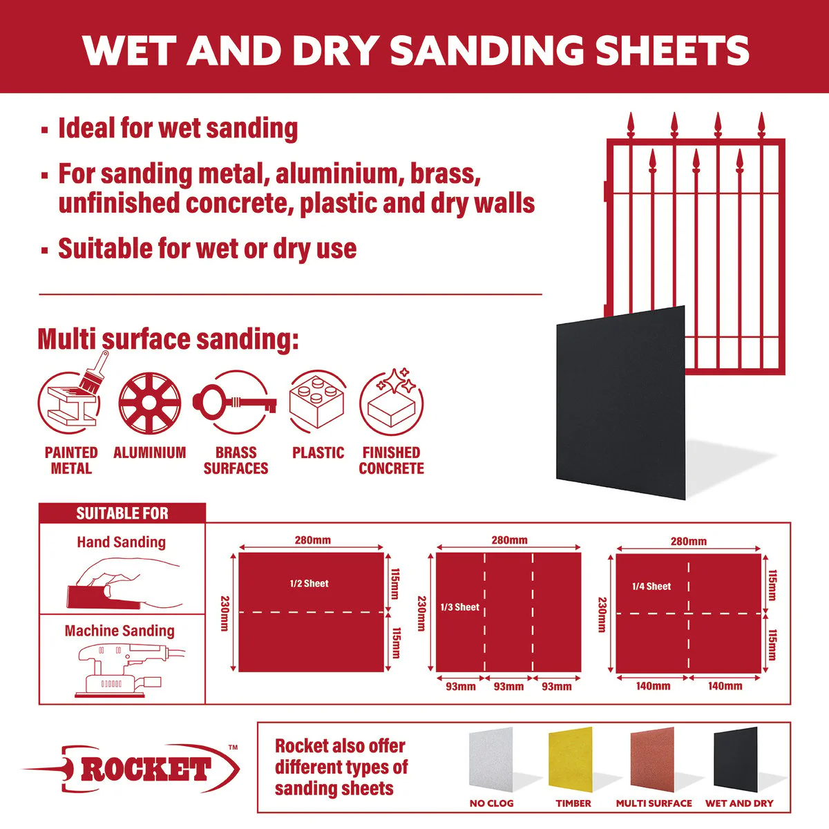Rocket 400 600 Wet Dry Sanding Sheets 6 Pack - 230mm x 280mm - Versatile Wet/Dry Use - Image 5