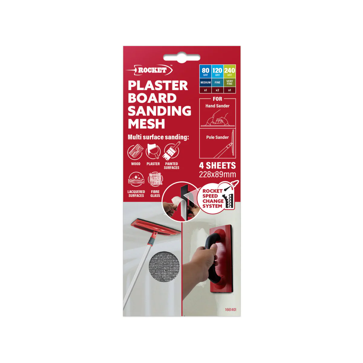 Rocket Plaster Board Sanding Mesh - 4 Pack - Mesh - Hook and Loop - Image 3