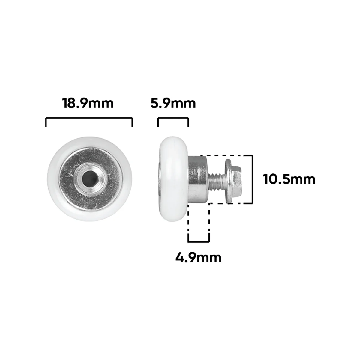 Rolltrak Acetal Roller - 19mm - Acetal - Shower Door Replacement - Image 2
