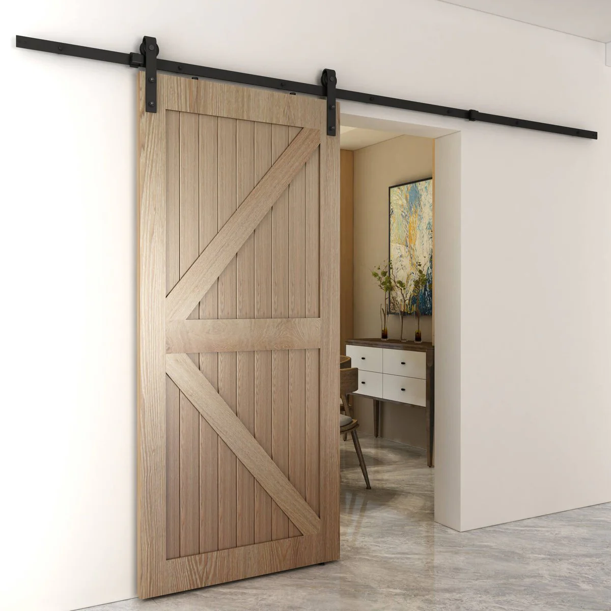 Rolltrak Barn Door Track - 3000mm x 40mm x 6mm - Matte Black - Side Mount - Supports 100kg - Image 3