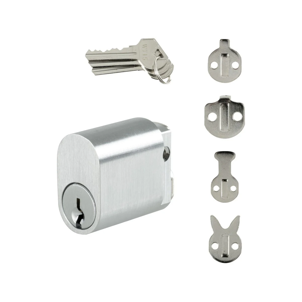 Rolltrak Commercial Security Oval Cylinder Lock - Satin Chrome - 6-Pin - 3 Keys - 18mm x 31mm x 36mm - Image 2