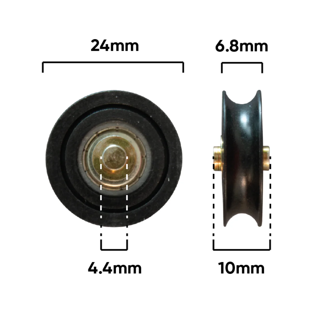 Rolltrak Concave Roller - 24mm - Acetal - 12 kg Load Rate - Image 2