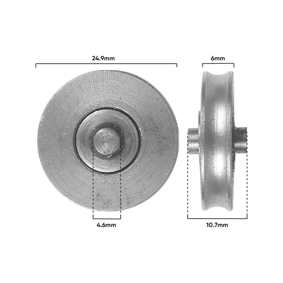 Rolltrak Concave Roller - 25mm - Stainless Steel - 25kg Load Capacity - Image 2