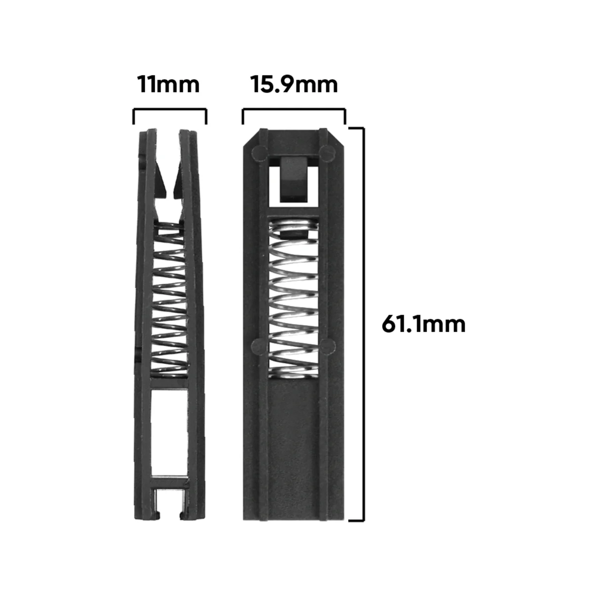 Rolltrak Screen Door Bottom Guide - 16mm x 61mm - Plastic - Spring Loaded - Image 2