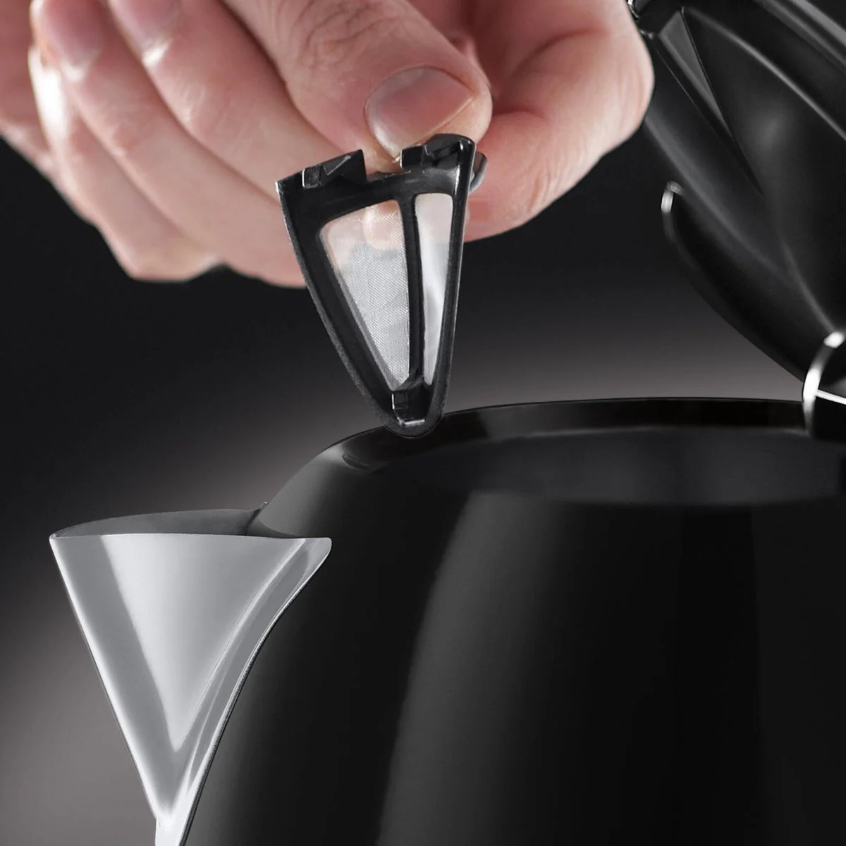 Russell Hobbs 1.7L Stainless Steel Black Kettle - 360° Base - Easy Pour - Image 3
