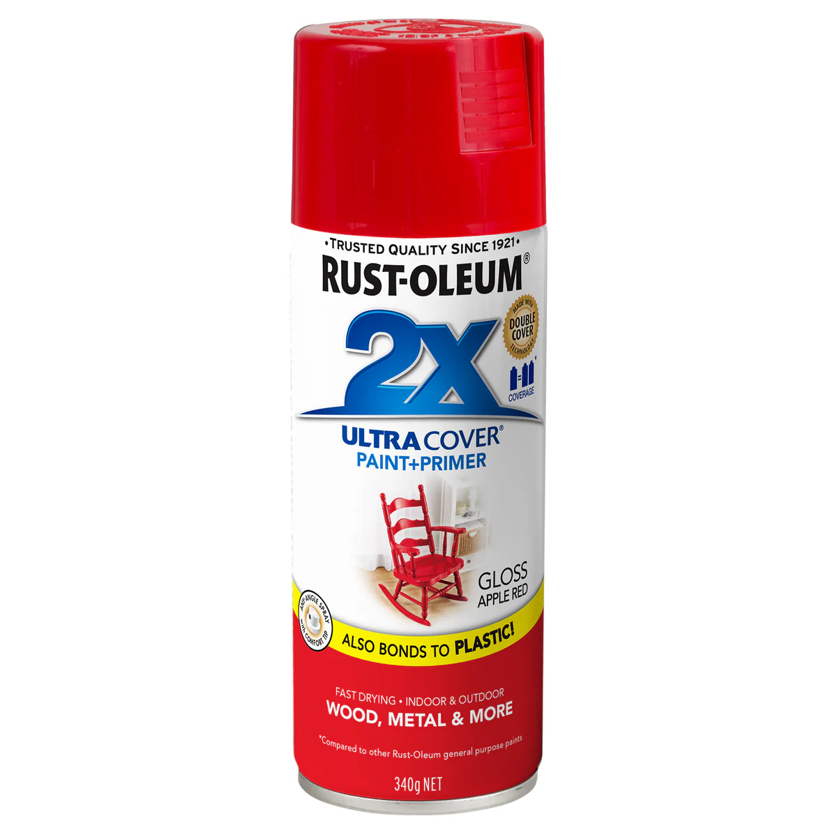 Rust-Oleum 2X Ultra Cover Gloss Apple Red Spray Paint 340g Durable Finish