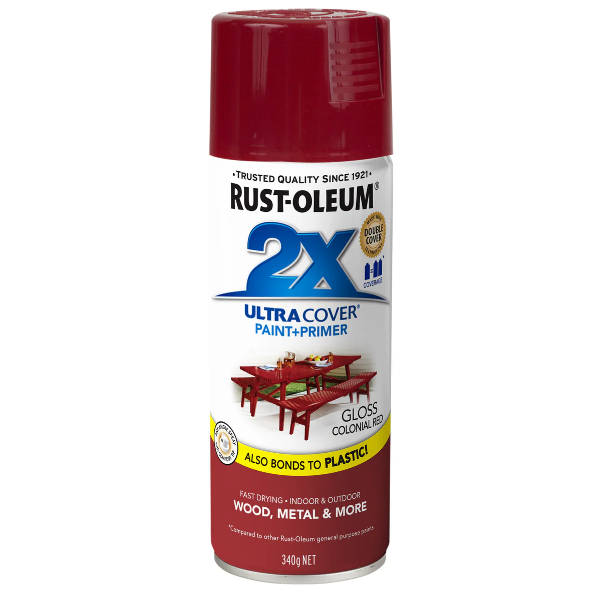 Rust-Oleum 2X Ultra Cover Gloss Colonial Red Spray Paint 340g Durable Finish