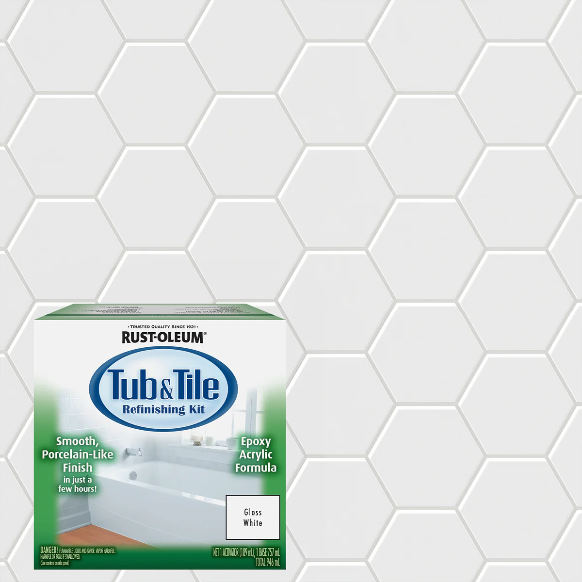 Rust Oleum 946ml Tub and Tile Refinishing Kit - White Gloss - Durable Finish - Image 2