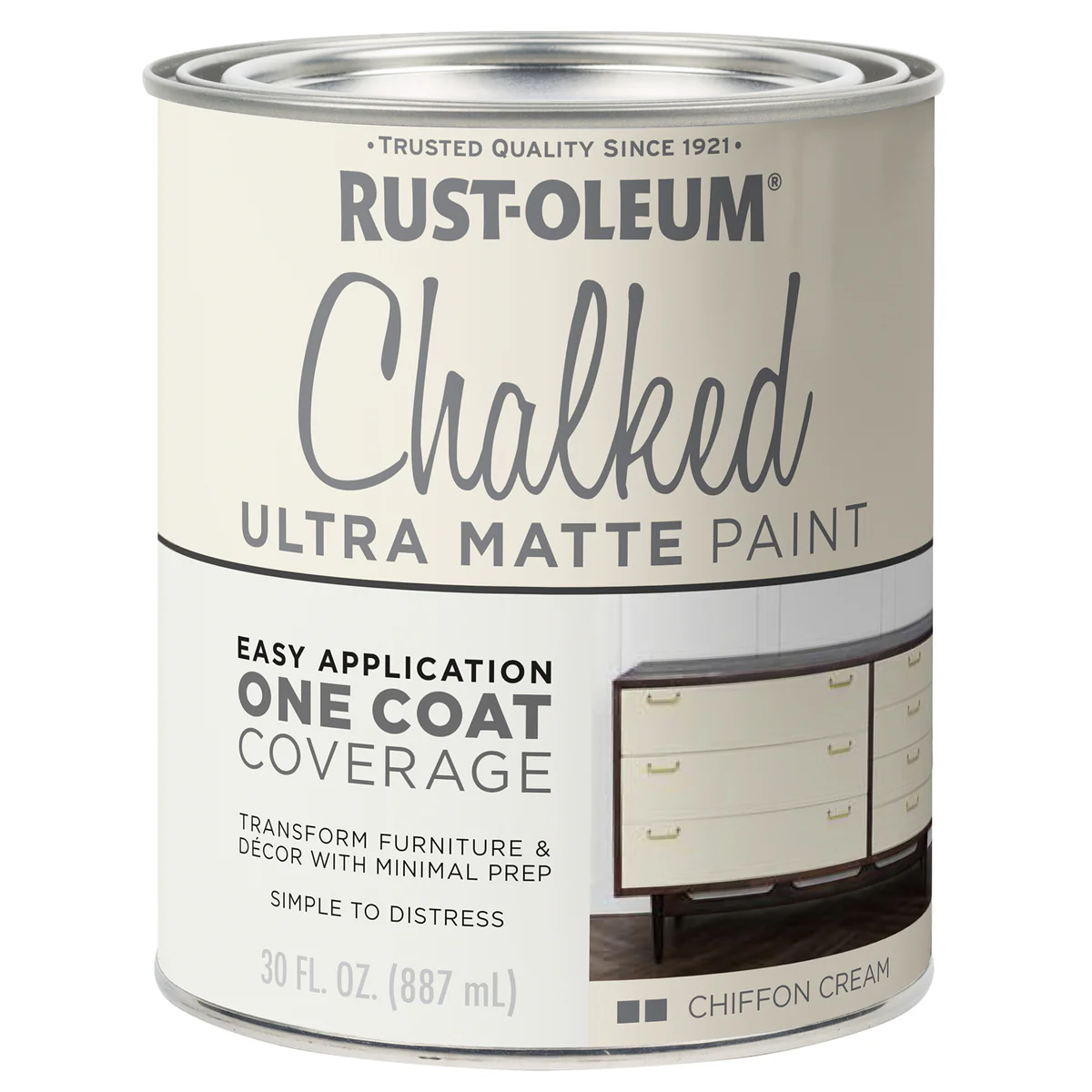 Rust Oleum Chalked Paint - 887ml - Chiffon Cream - Ultra Matt Finish - Indoor Use