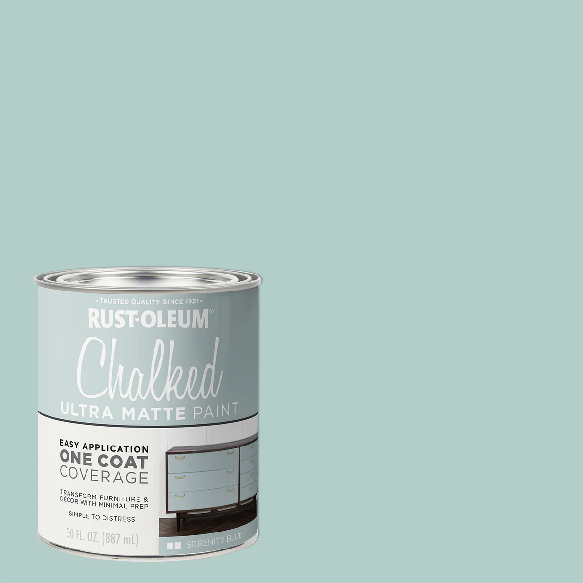 Rust Oleum Chalked Paint 887ml - Serenity Blue - Ultra Matt Finish - Image 2