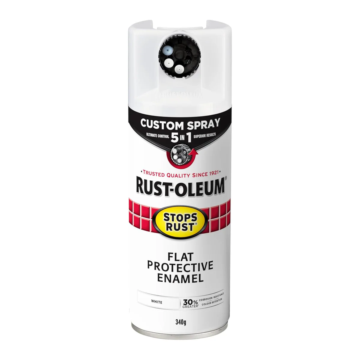 Rust Oleum Custom Spray 5 in 1 Gloss White 340g - 5 Spray Patterns - Fast Drying