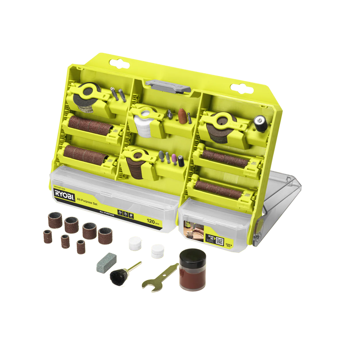 Ryobi 120 Piece All Purpose Rotary Tool Accessory Set - 55mm x 1mm x 101mm - Versatile Cutting, Polishing, Grinding - Image 2