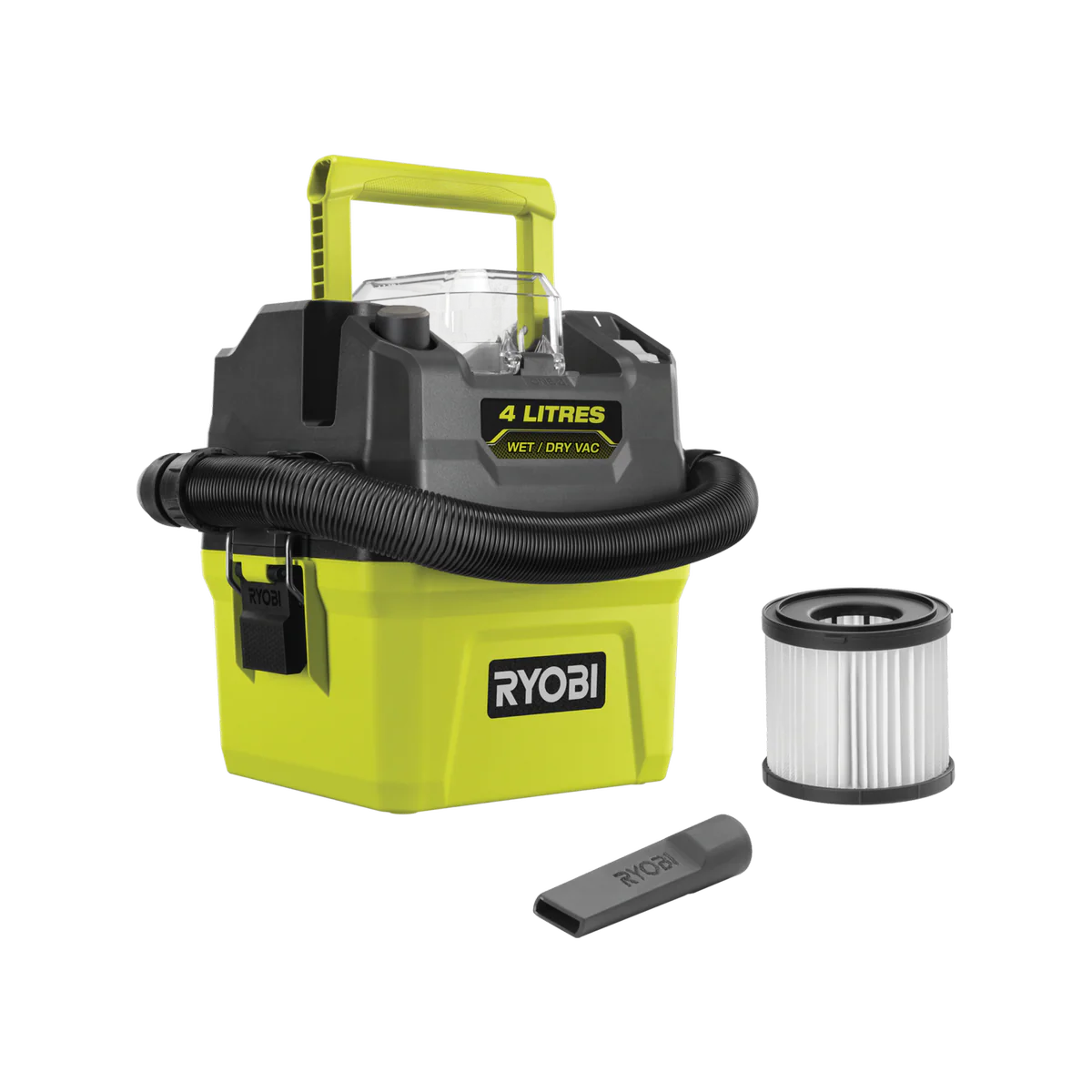 Ryobi 18V ONE+ 4L Wet and Dry Compact Vacuum Tool Only - Lightweight - Portable - IPX4 Water-Resistant