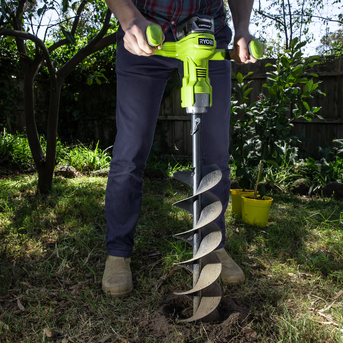 Ryobi 18V One Brushless Cordless Planting and Digging Tool - 150mm - Green - 30 Holes Capacity - Image 2