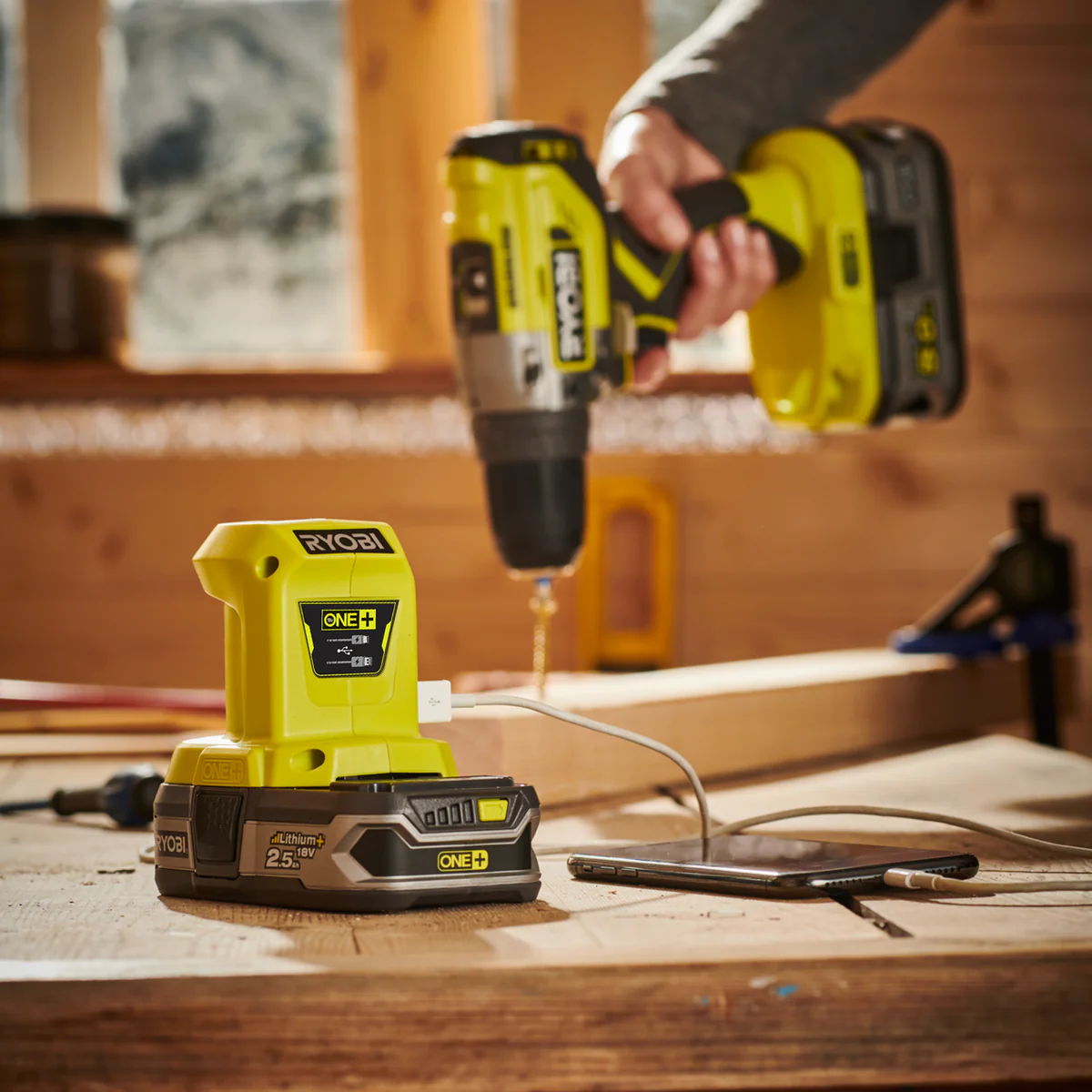Ryobi 18V ONE+ Compact USB Power Source - Portable Charging Solution - 76mm x 81mm x 93mm - Image 2