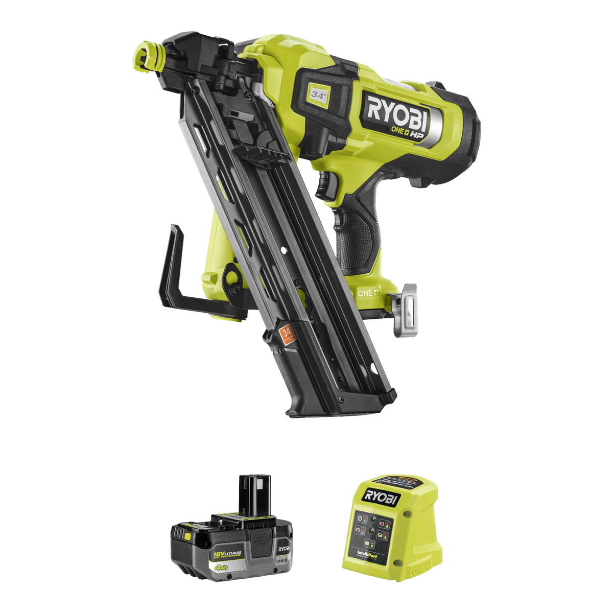 Ryobi 18V ONE+ HP Brushless AirStrike Framing Nailer 30-34° - 4Ah Kit - Cordless