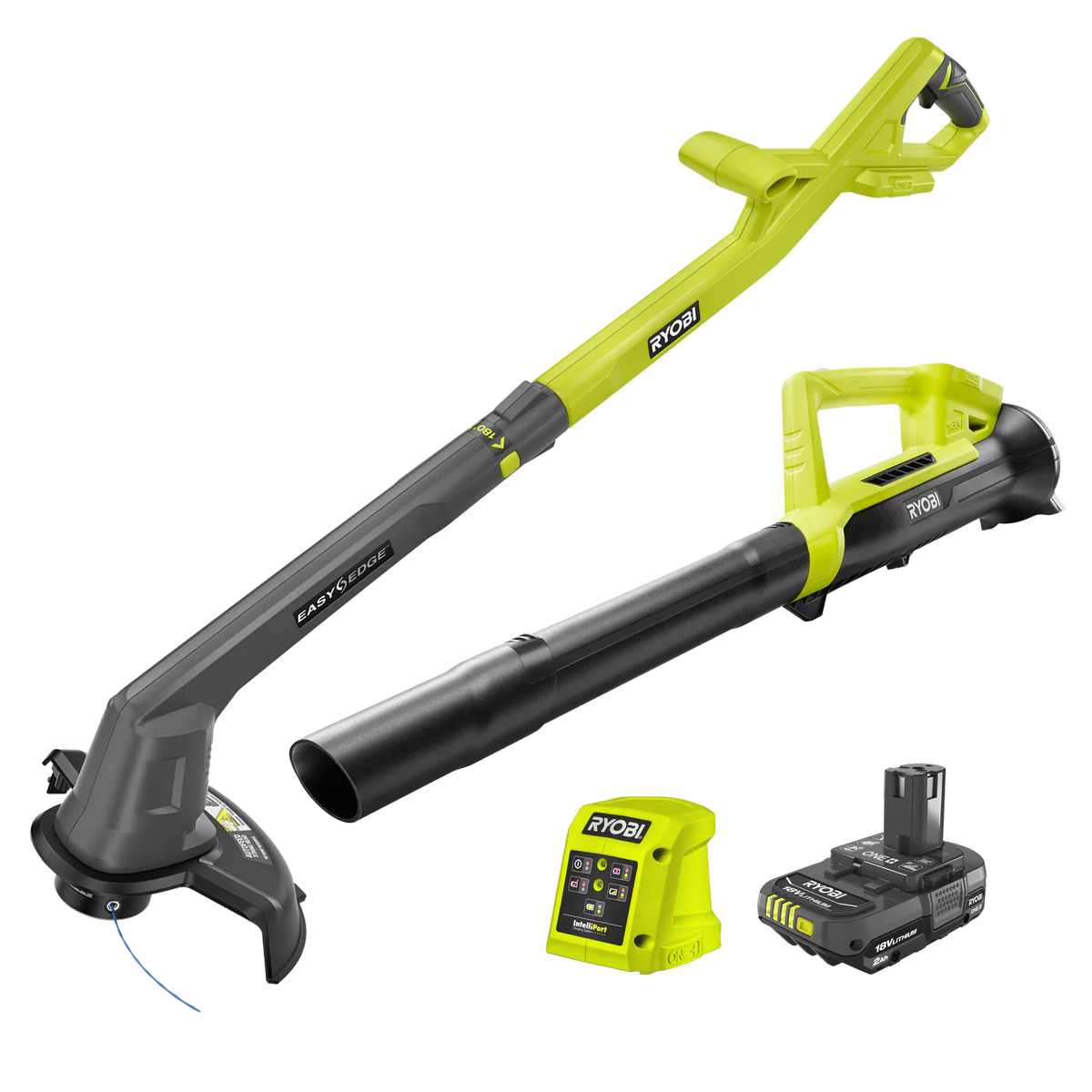 Ryobi 18V ONE+ Line Trimmer and Blower Kit - 25cm - 200CFM - Lightweight