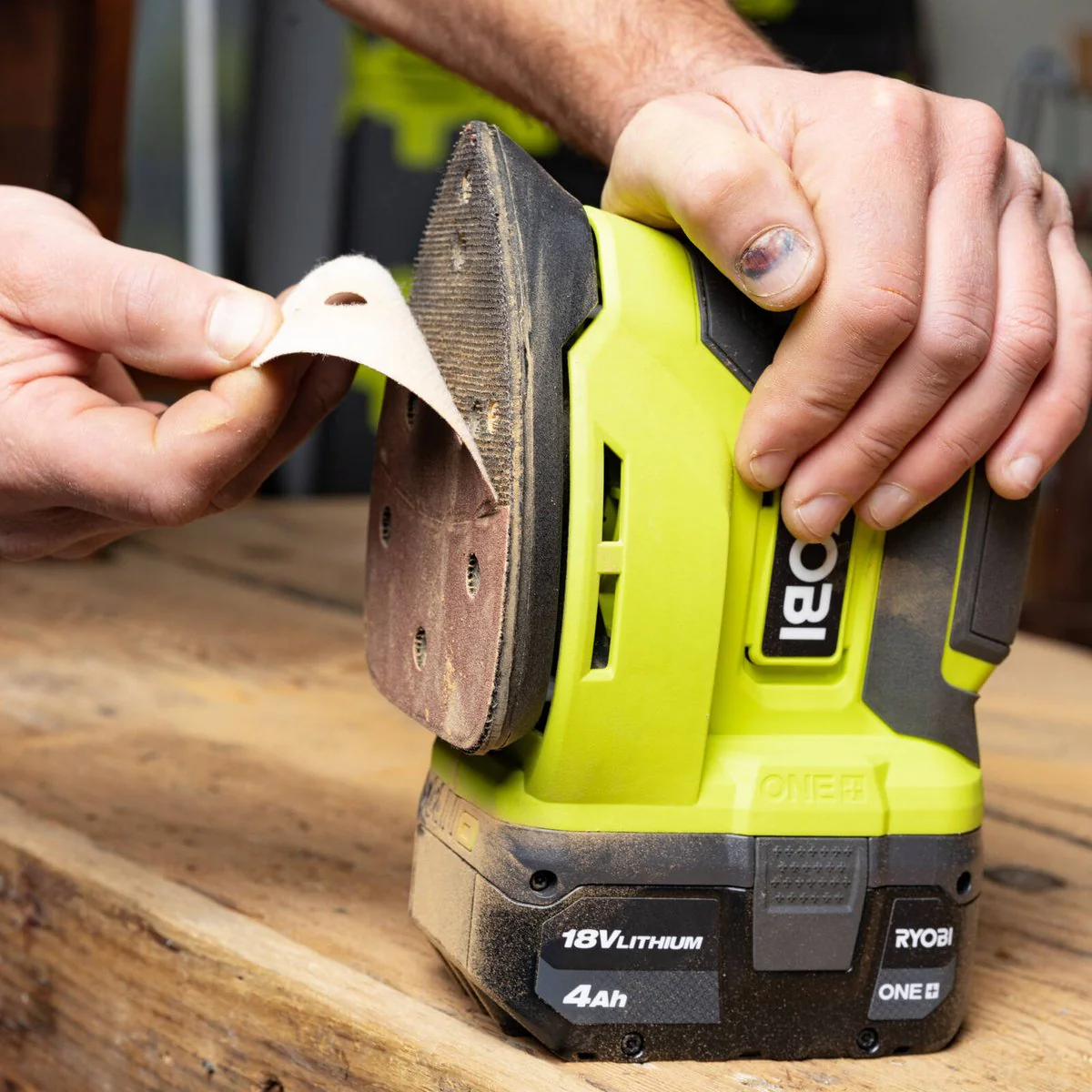 Ryobi 18V ONE+ Palm Sander Kit - 2.0Ah Battery - Compact Design - 161mm x 210mm x 250mm - Image 4