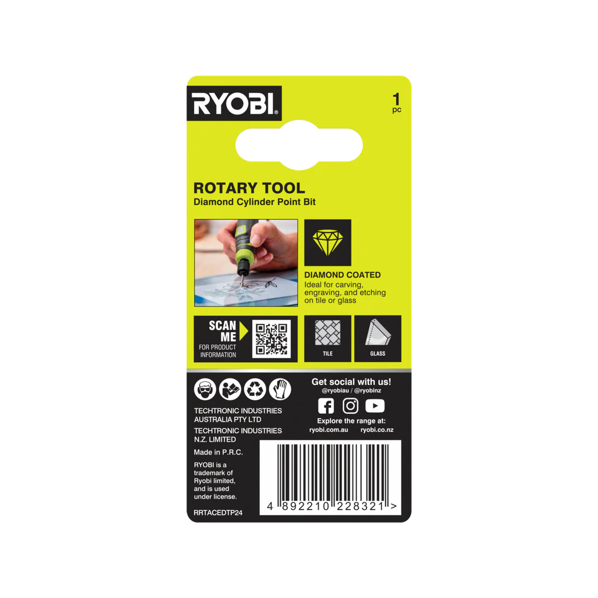 Ryobi 2.8mm Rotary Spear Engraving Burr - Diamond Coated - Precision Etching - Image 2