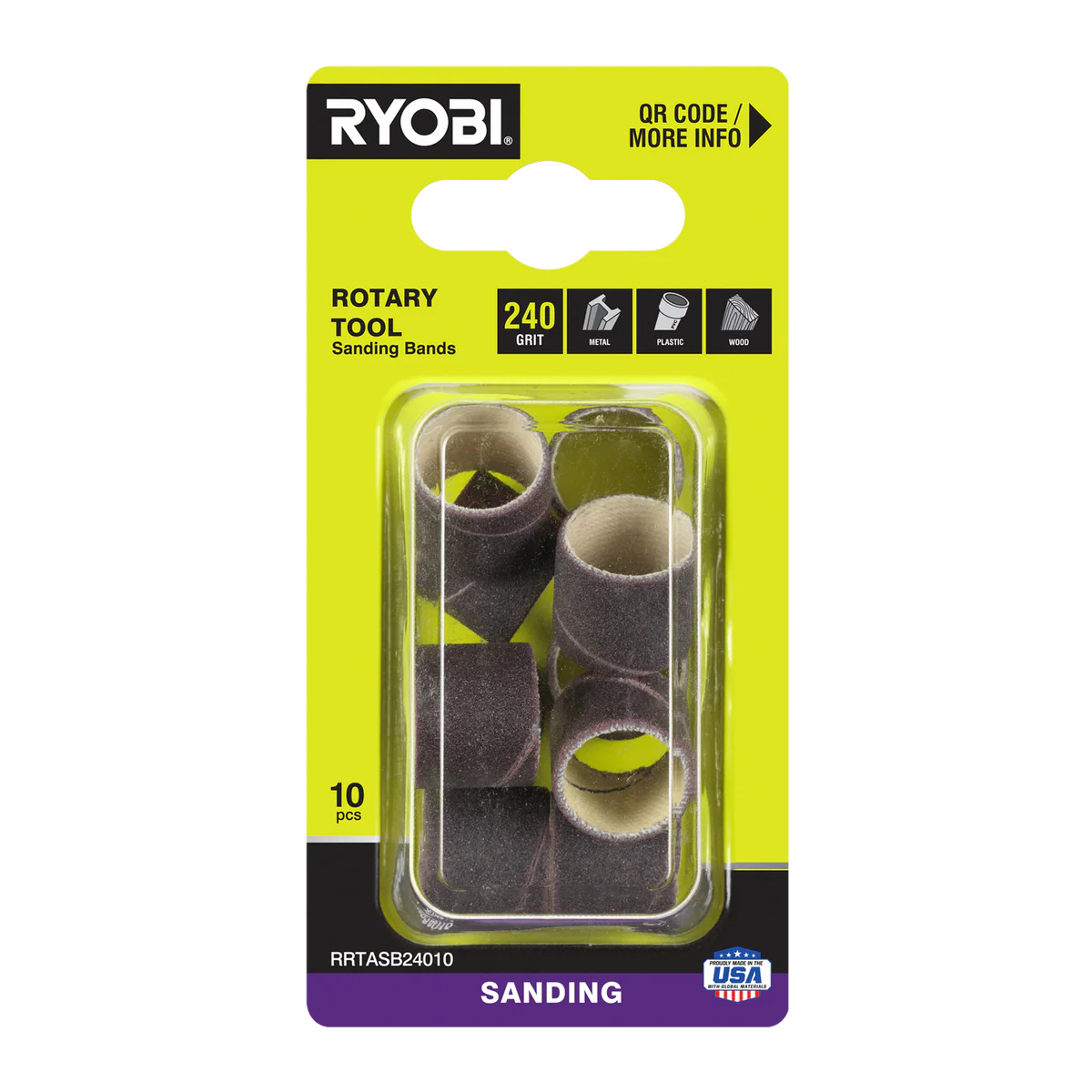 Ryobi 240 Grit Sanding Band 10 Pack - 38mm x 1mm - Surface Preparation