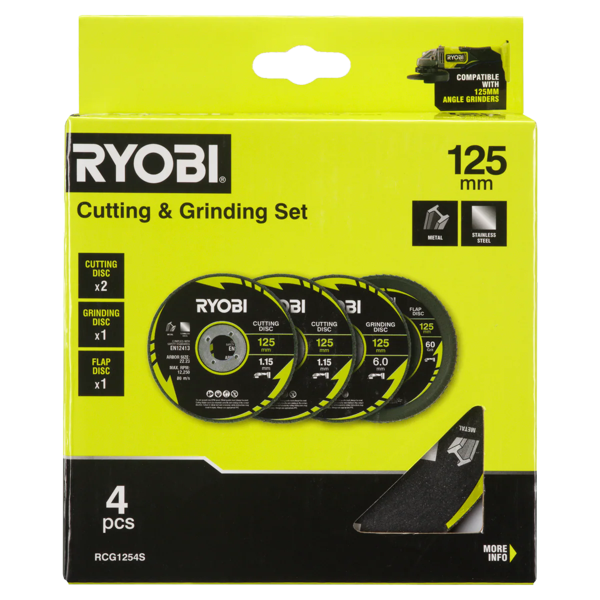Ryobi 4 Piece Cutting and Grinding Set - 125mm - Metalworking Precision - Image 2