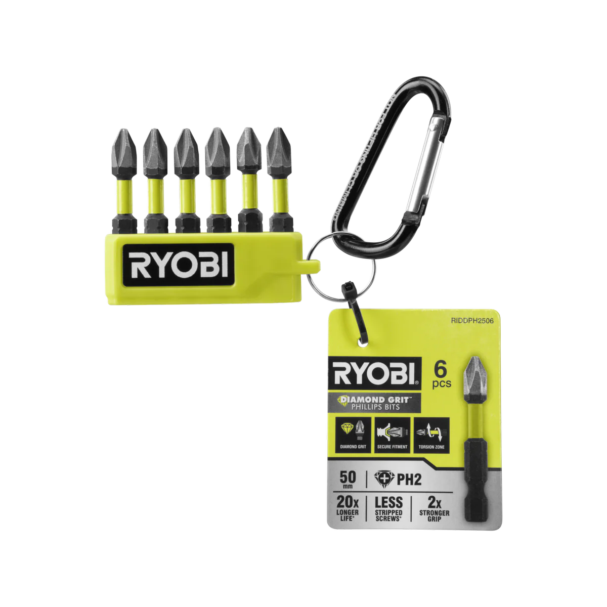 Ryobi 50mm 6 Piece PH2 Impact Diamond Driving Bit Set - Enhanced Durability - Secure Fit - Image 2