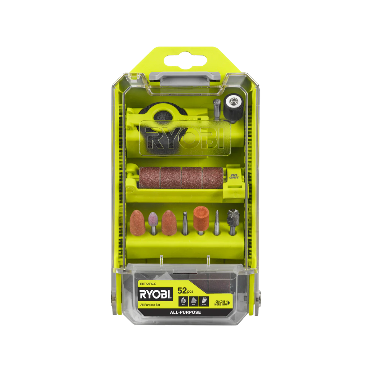Ryobi 52 Piece All Purpose Rotary Tool Accessory Set - 55mm x 5mm x 101mm - Versatile for Sanding, Cutting, Polishing