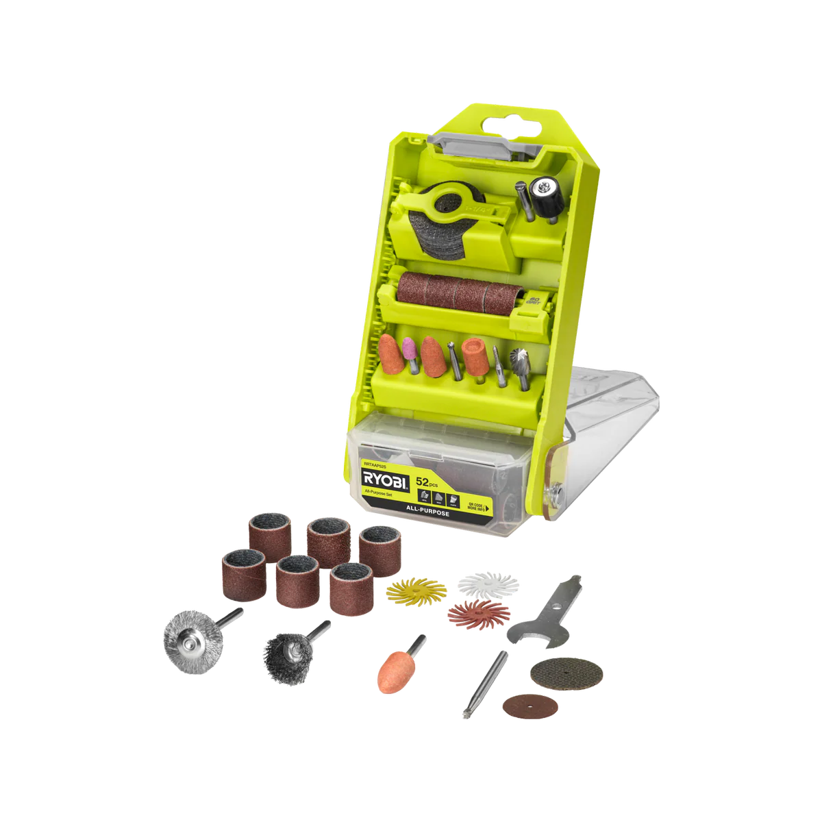 Ryobi 52 Piece All Purpose Rotary Tool Accessory Set - 55mm x 5mm x 101mm - Versatile for Sanding, Cutting, Polishing - Image 2