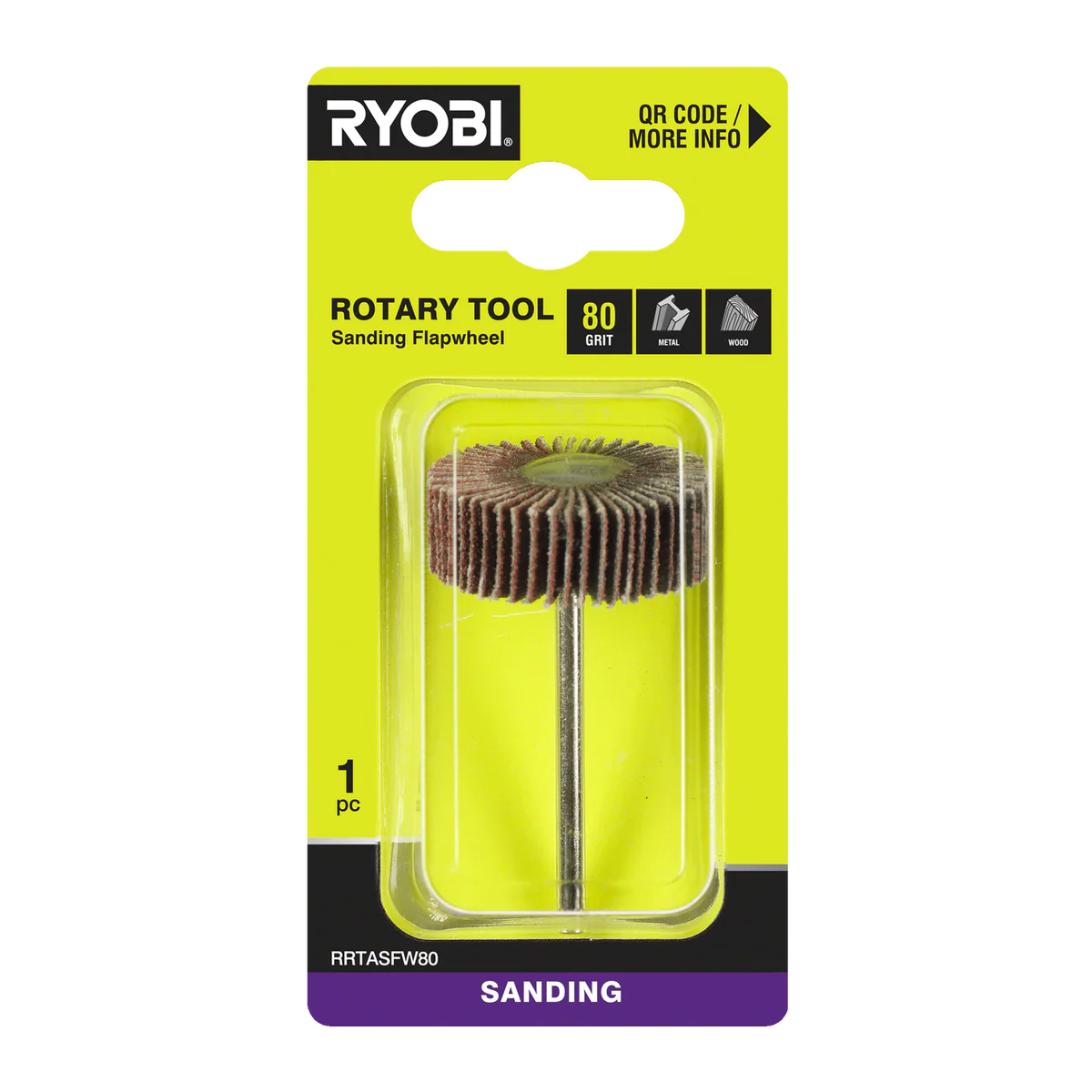 Ryobi 80 Grit Flap Wheel for Rotary Tool - 38mm - Efficient Sanding on Timber & Metal