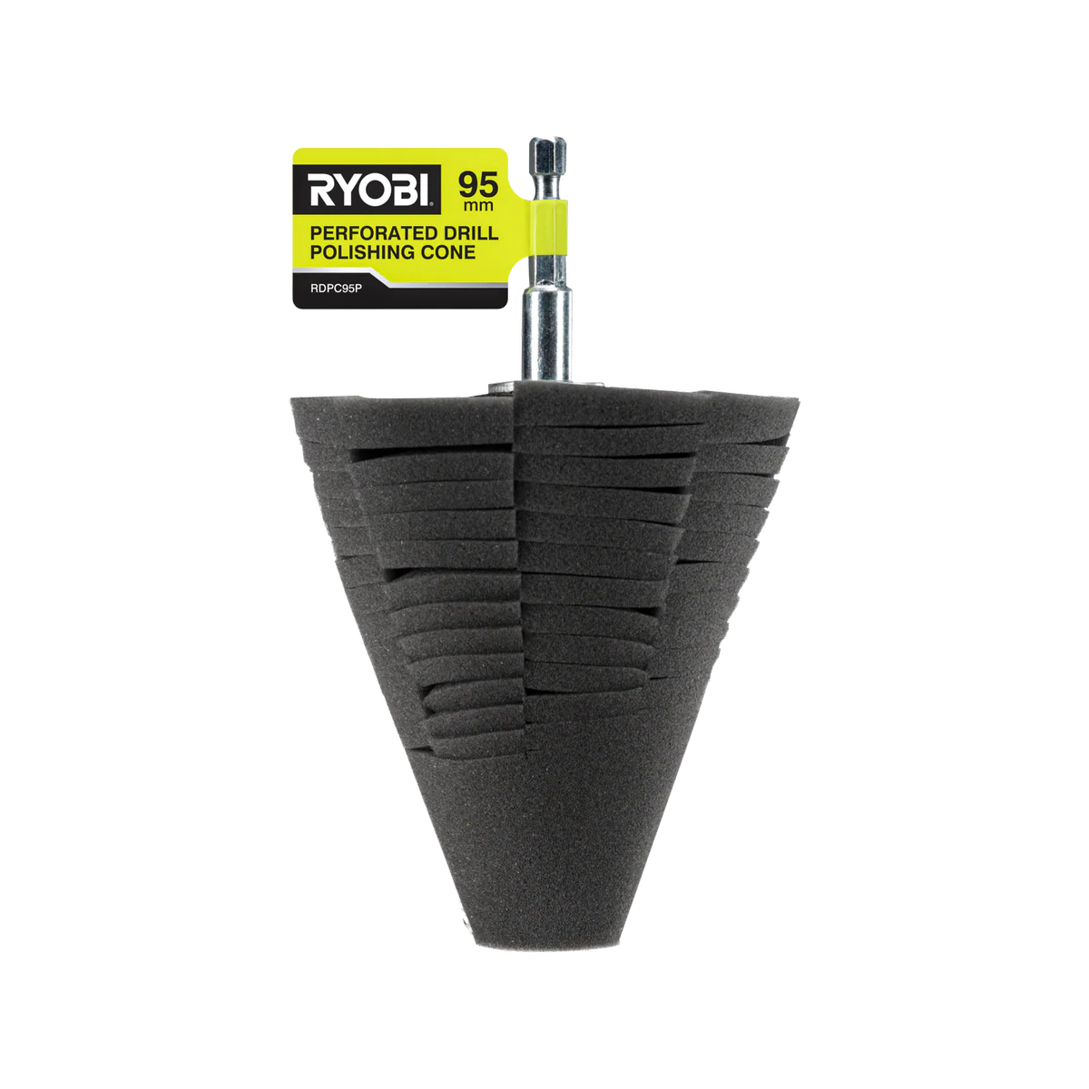 Ryobi 95mm Perforated Drill Polishing Cone - Durable Foam - Washable