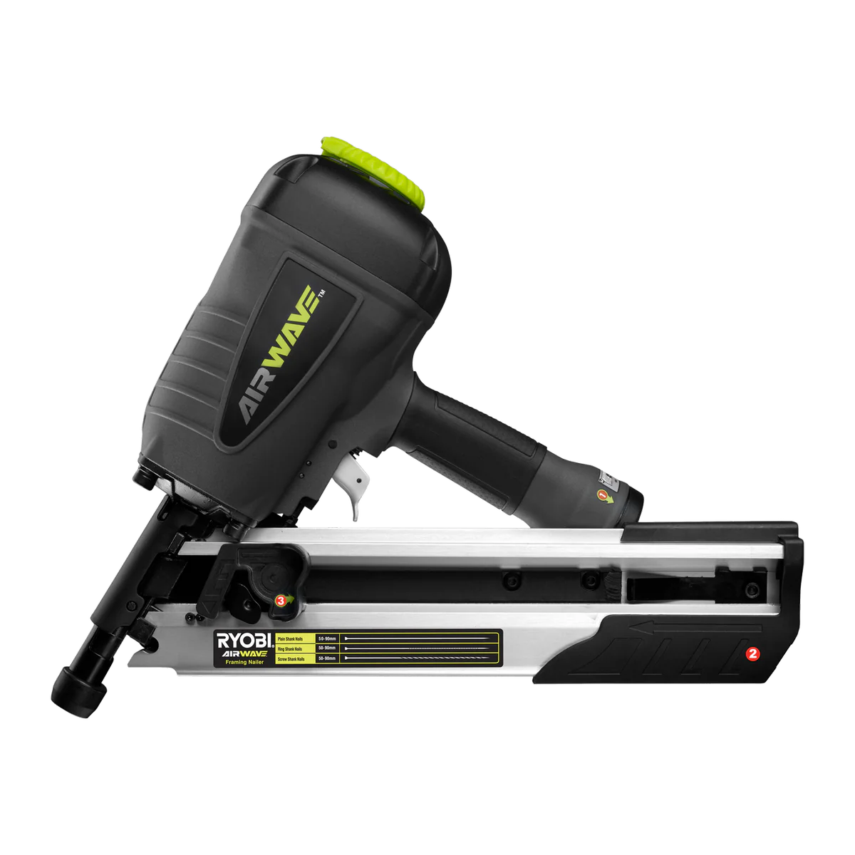 Ryobi Airwave Clipped Head Air Framing Nailer - 70 Nails - 50-90mm - Image 3