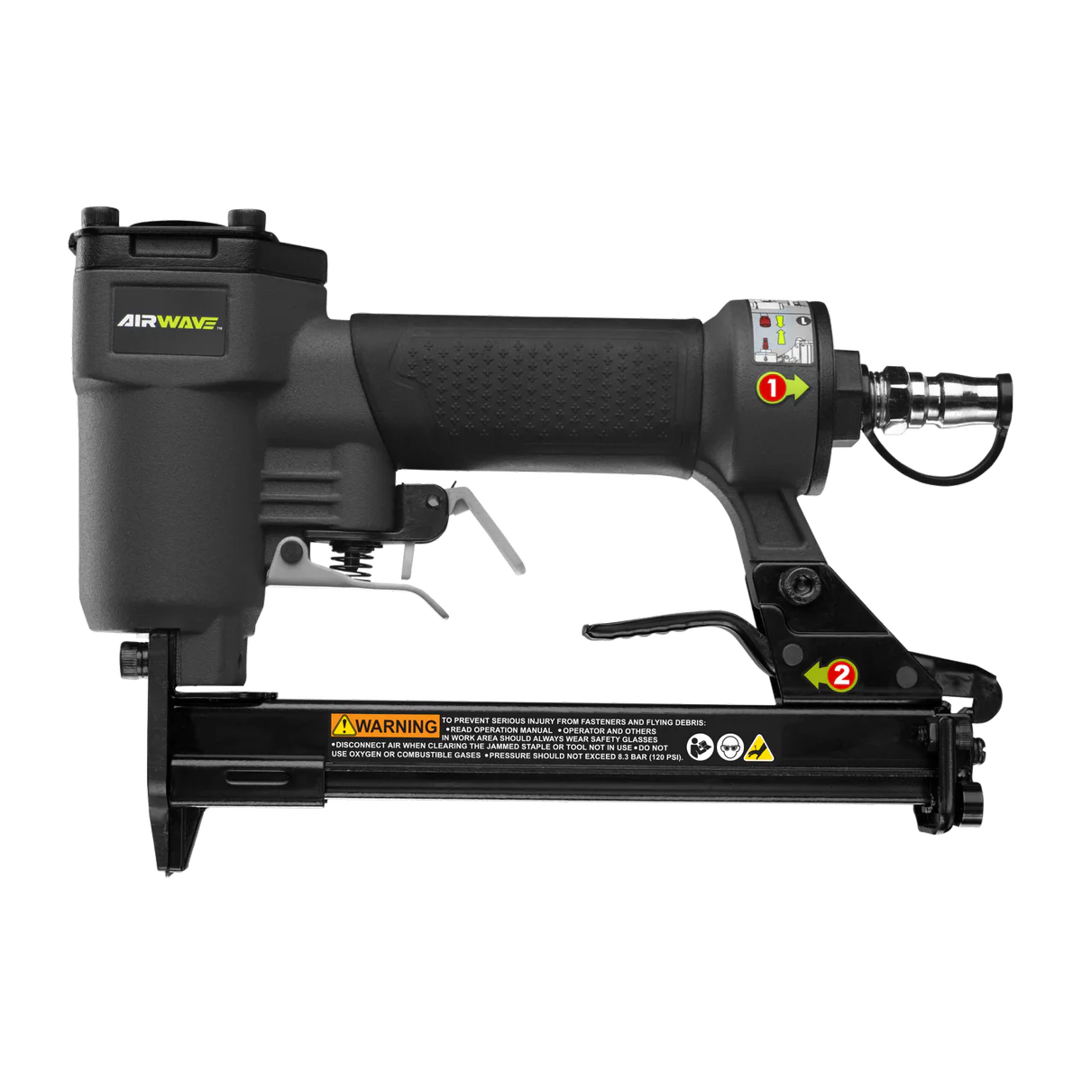 Ryobi Airwave Wide Crown Air Stapler RA-NS8016-S - 80 Series - 10mm Staples - Grey/Black - Image 2