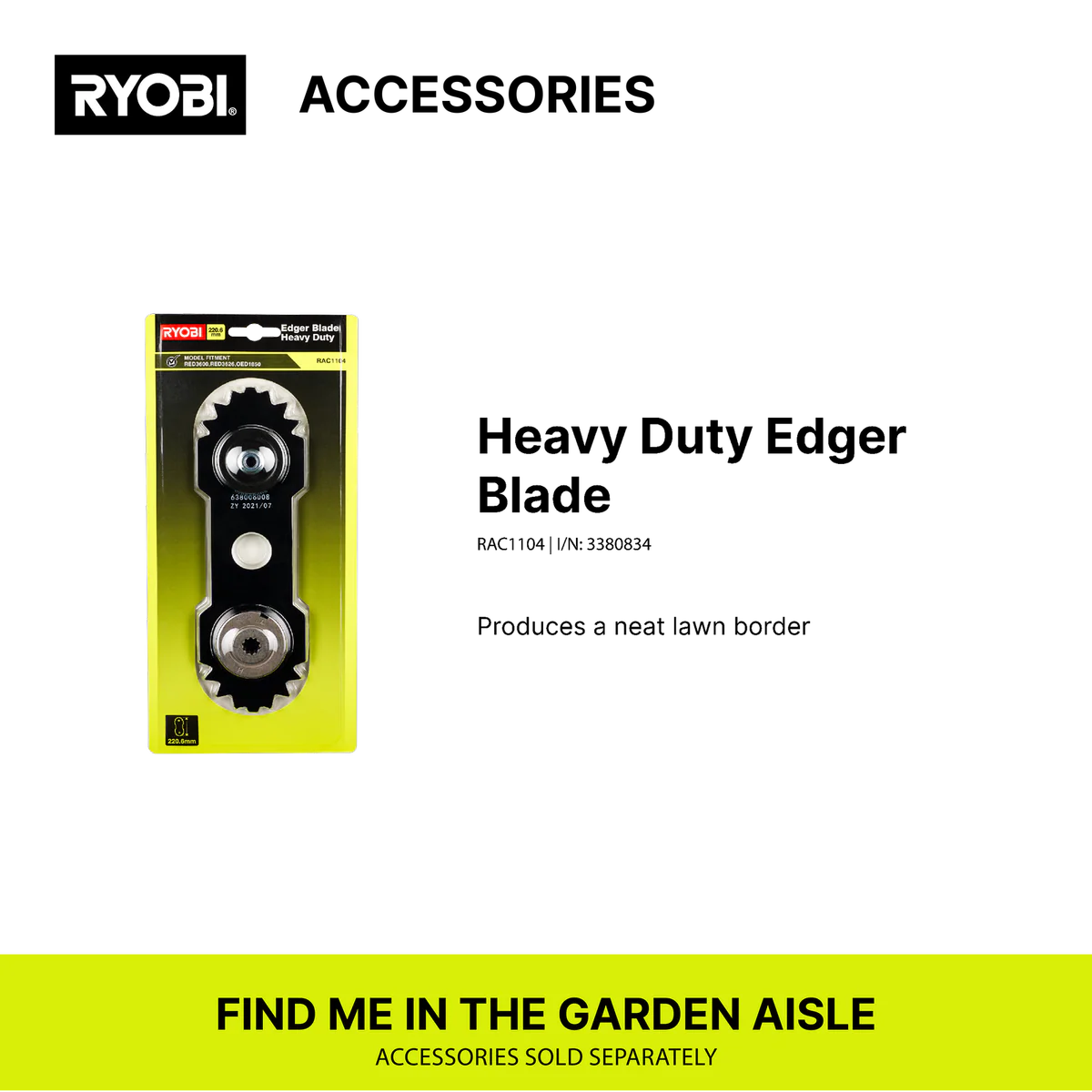 Ryobi Cordless Edger - 220mm - Plastic/Metal - 40mm Cutting Depth - Image 4