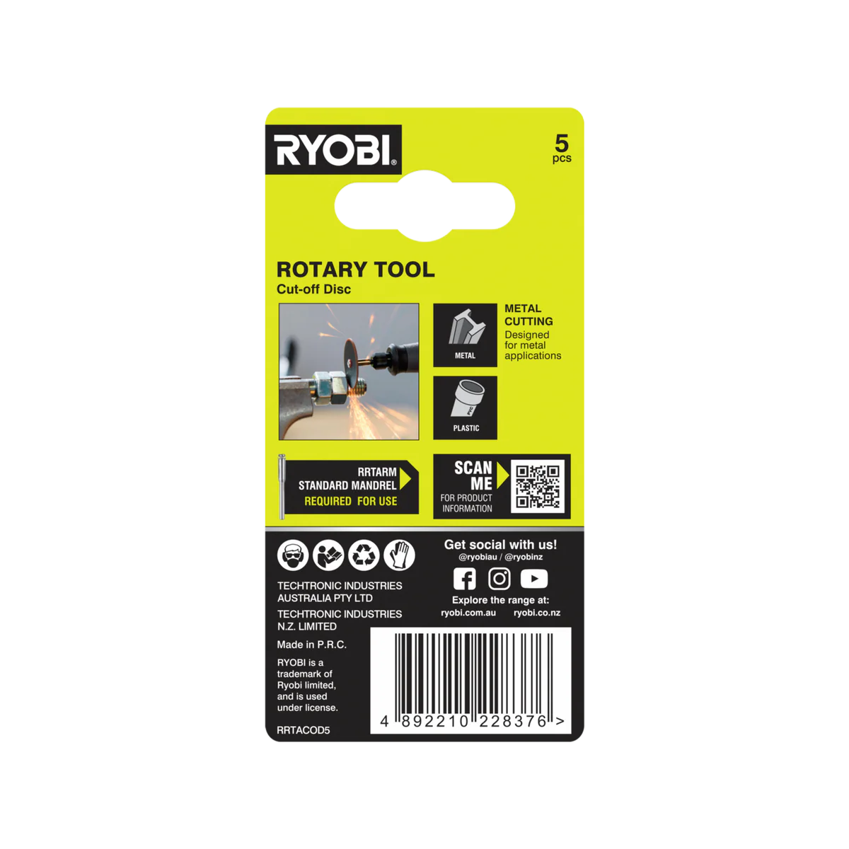 Ryobi Cutting Disc 5 Pack - 32mm - Precision Cutting for Metal & Plastic - Image 2