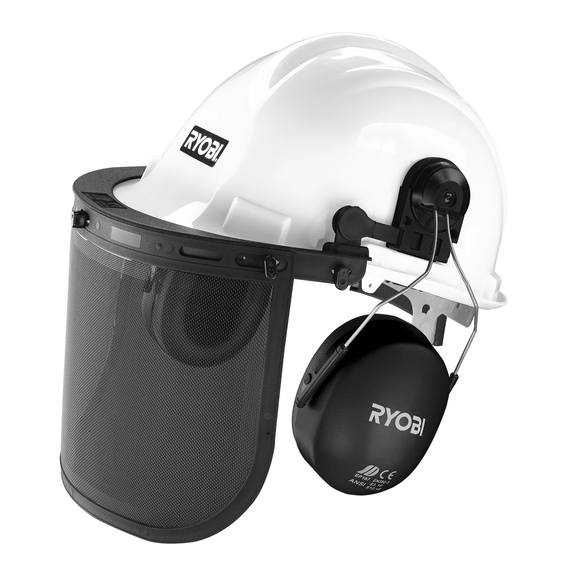 Ryobi Garden Helmet Kit - 1.05kg - White & Black - Safety Gear