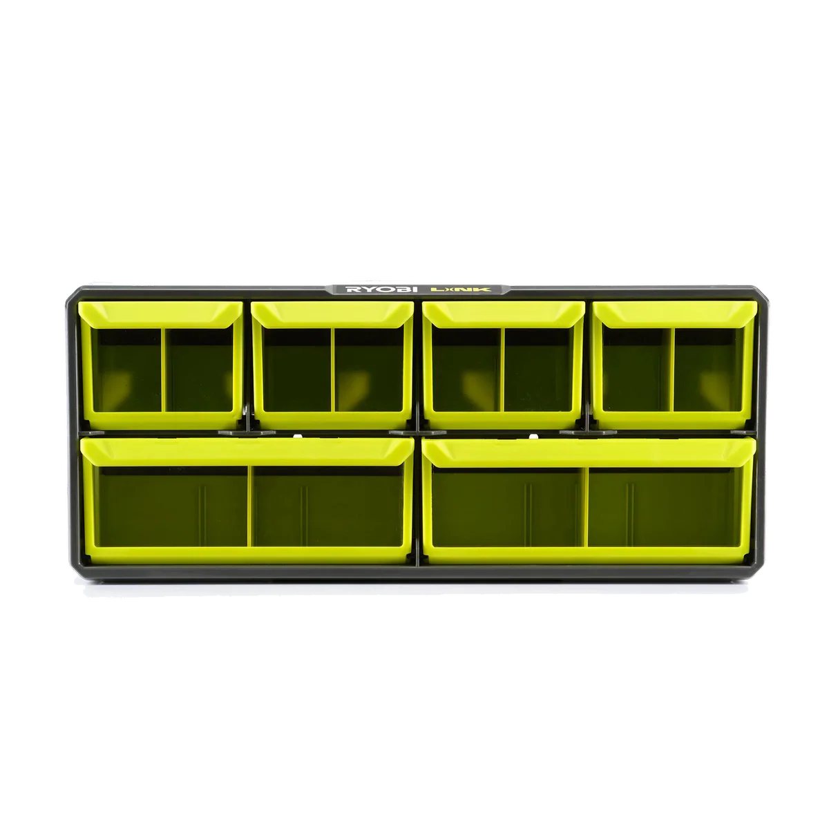Ryobi Link Small Wall Parts Organiser - 6 Clear Bins - 168mm x 94mm x 394mm