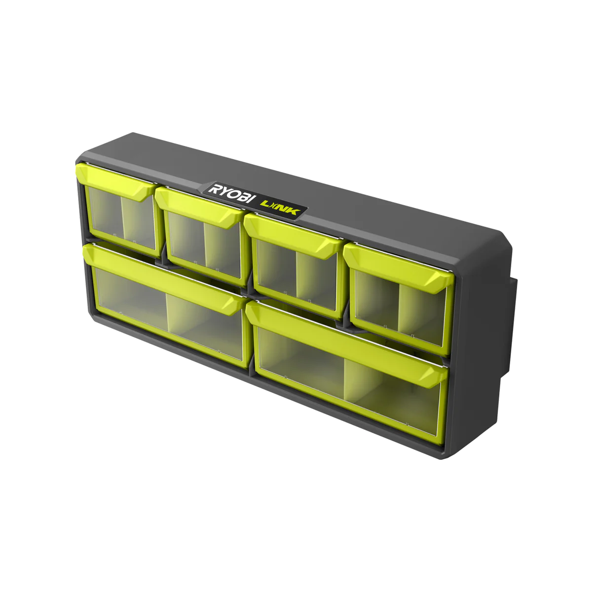 Ryobi Link Small Wall Parts Organiser - 6 Clear Bins - 168mm x 94mm x 394mm - Image 2