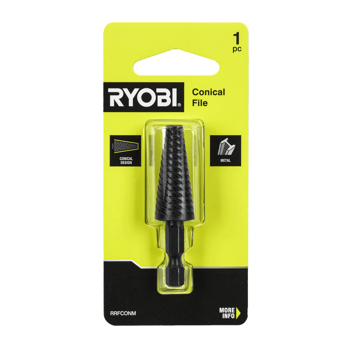 Ryobi Metal Conical Rotary File - 55mm x 115mm - Black - Grinding & Shaping