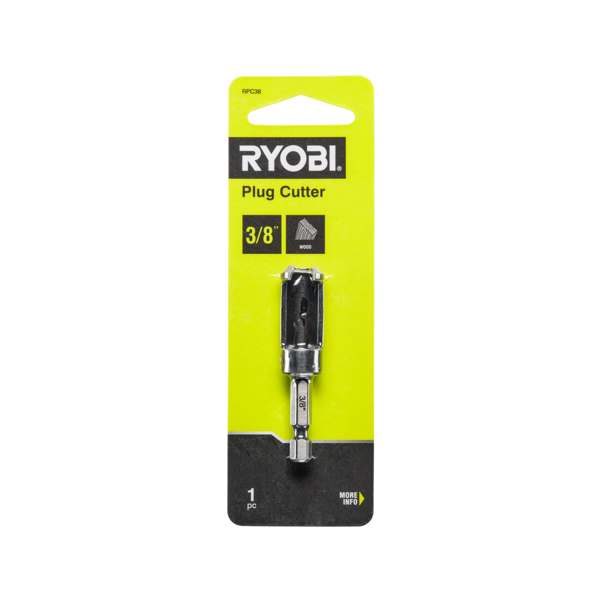 Ryobi Plug Cutter - ⅜” Steel - Black - Precise Cuts for Woodworking