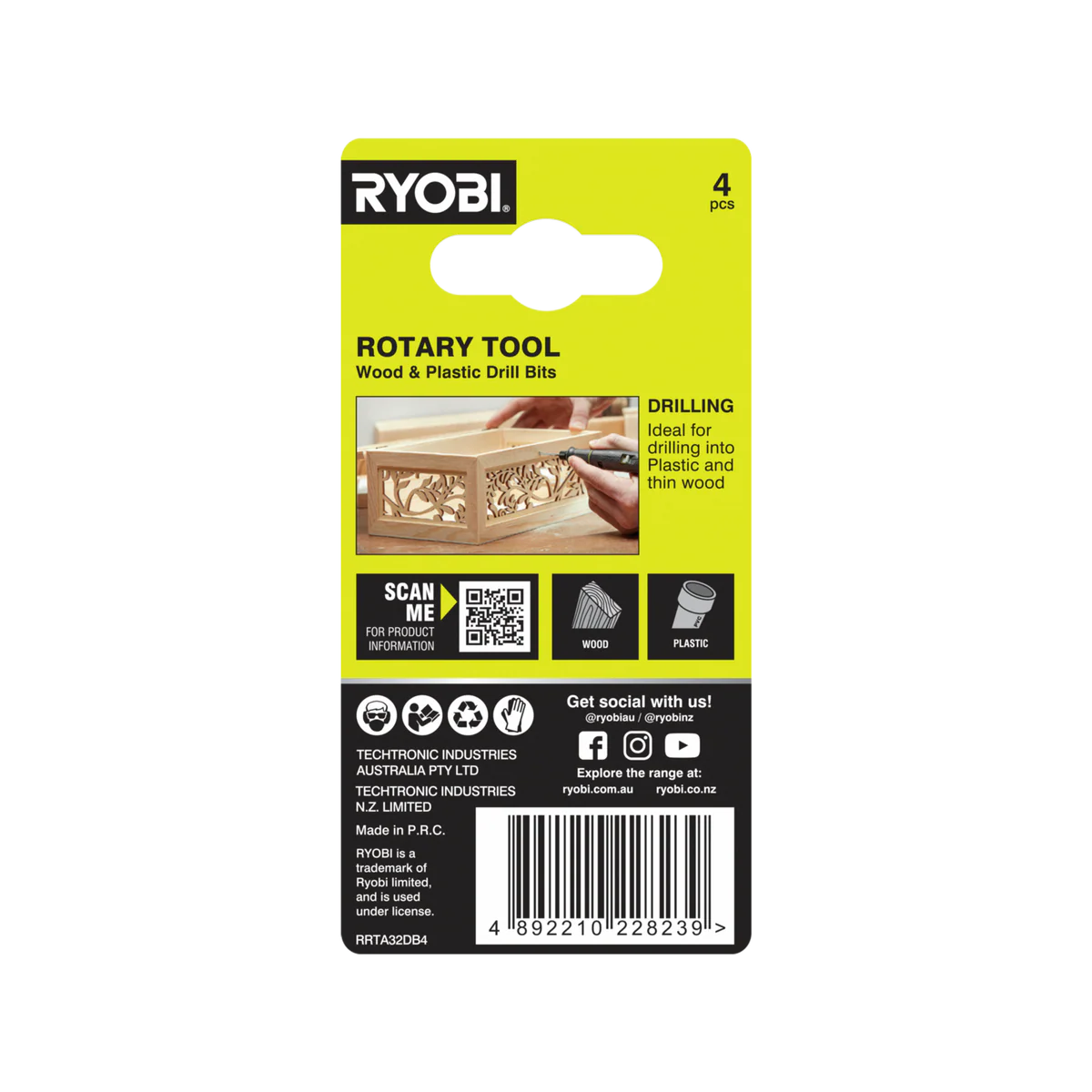 Ryobi Rotary Tool Drill Bit 4 Pack - 3.2mm - M2 High-Speed Steel - Precision Drilling - Image 2