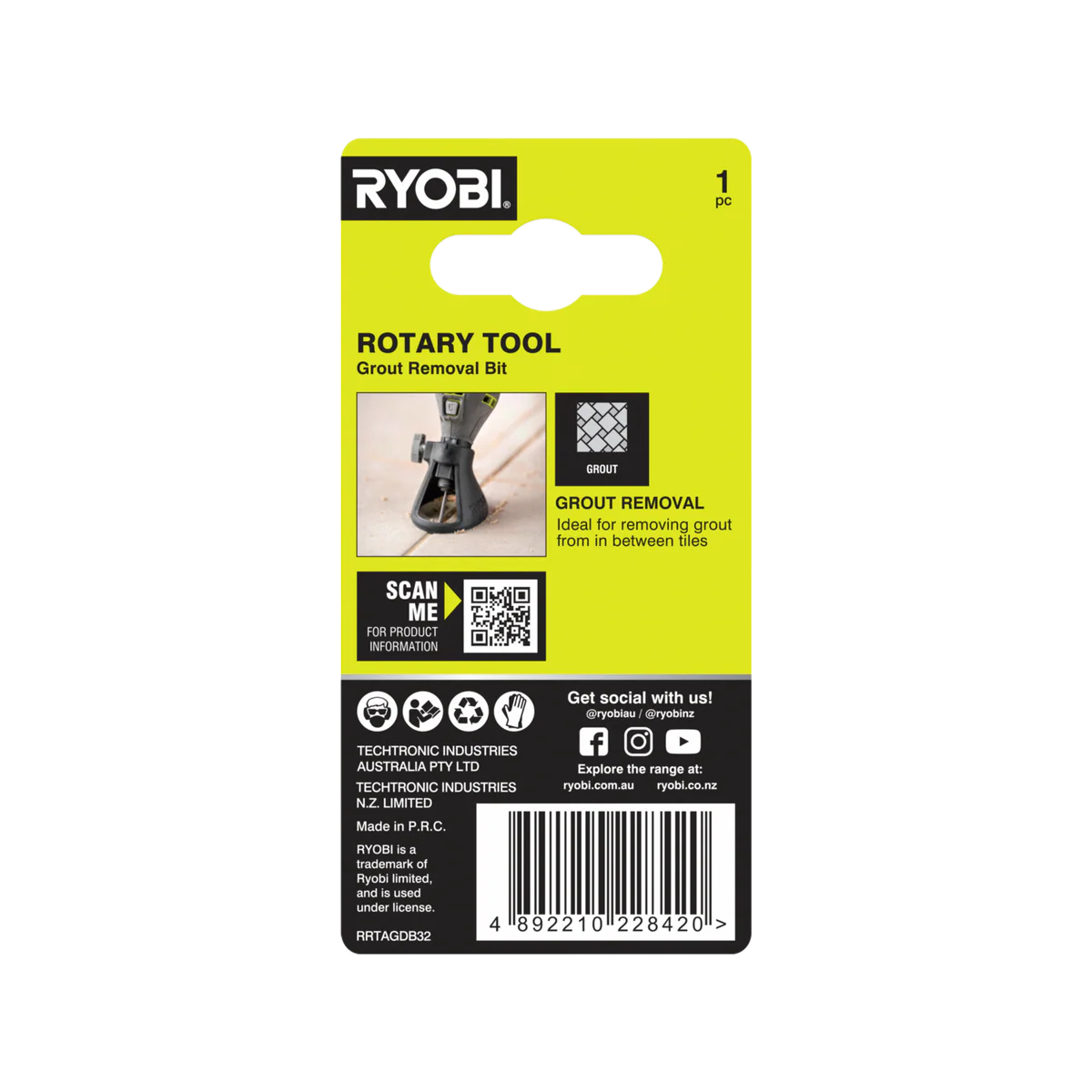 Ryobi Rotary Tool Grout Removal Bit 3.2mm - Efficient Grout Removal - Image 2