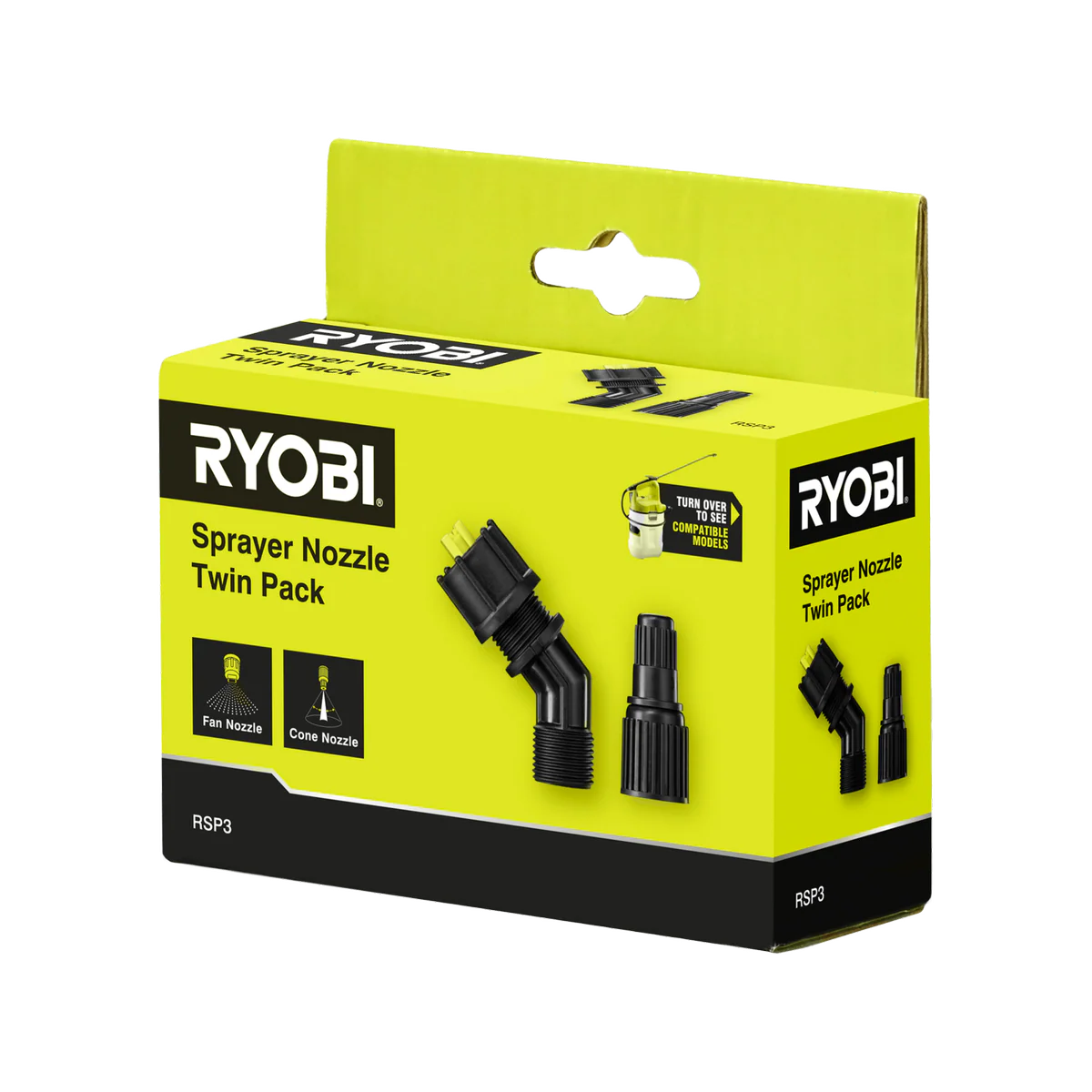 Ryobi Sprayer Nozzle 2 Pack - Cone & Fan Nozzles - Compatible with RYOBI Models - 25mm x 90mm - Image 2
