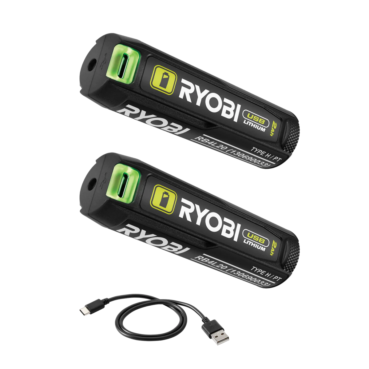Ryobi USB Lithium Battery Power Bank Twin Pack - 2 x 2.0Ah - LED Gauge