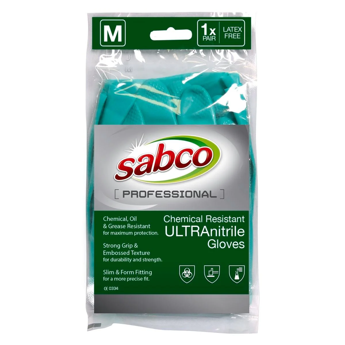 Sabco Chemical Resistant Gloves - 1 Pair - Nitrile - Oil & Grease Resistant