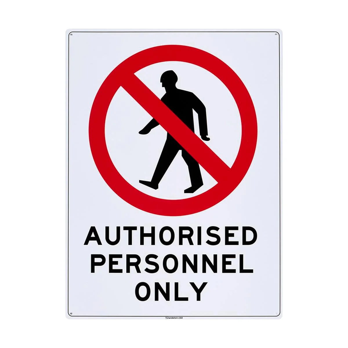 Sandleford Authorised Personnel Only Sign 450 x 600mm White/Black/Red - Plastic