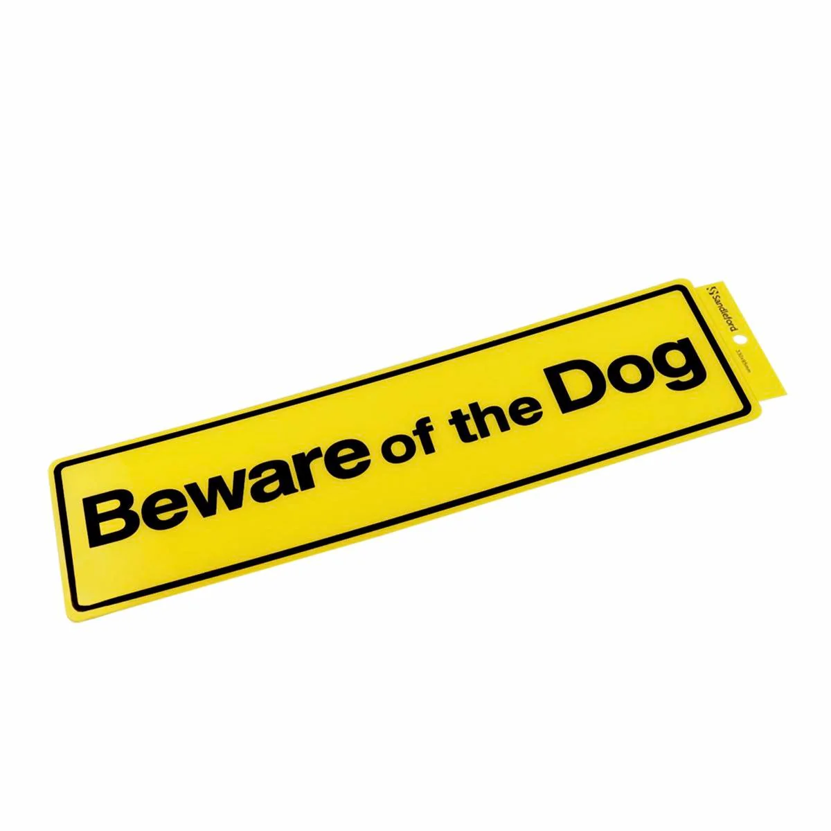 Sandleford Beware of the Dog Self Adhesive Sign - Yellow/Black - 330mm x 95mm