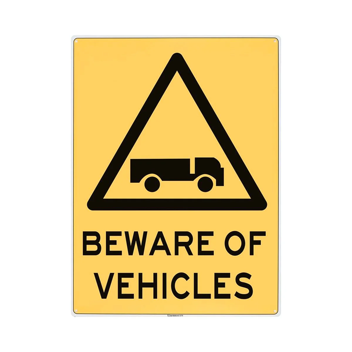 Sandleford Beware of Vehicles Plastic Sign 450 x 600mm White/Black